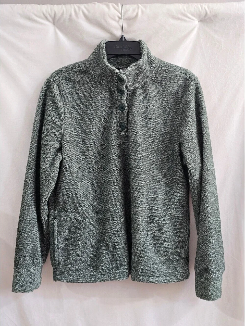 Eddie Bauer Women's Medium Green Fleece Pullover Sweater